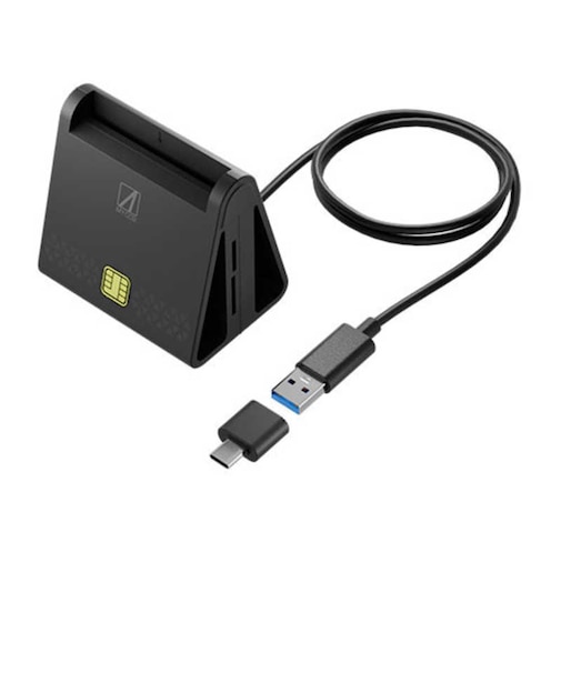 AREA　接触型ICカードリーダー USB-C＋USB-A接続 スタンド型マルチ ブラック SDMYC02B