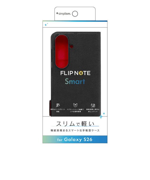 トリニティ　Galaxy S26 [Smart FlipNote] 薄型スマートフリップノートケース ブラック ブラック TRGA26SFNSLBK