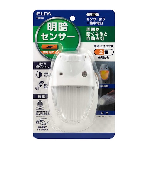ELPA　LEDセンサー付ライト ホワイト TDH300