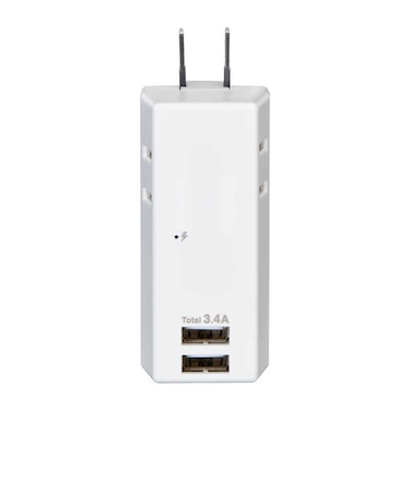 ELPA　耐雷ＵＳＢタップ２個口 ２ポート３．４Ａ [直挿し /2個口 /スイッチ無 /2ポート] UA223SB