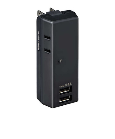 ELPA　耐雷ＵＳＢタップ２個口２ポート３．４Ａ UA223SBBK