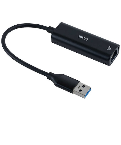ナカバヤシ　LAN変換アダプタ [USB-A オス→メス LAN] ブラック ULAA01BK
