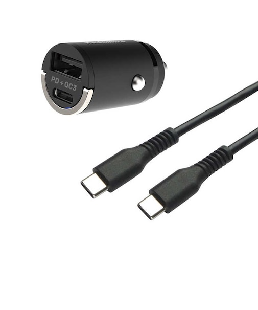 カシムラ　PD20W DC充電器 USB-A×1､Type-C×1 Type-C-Cｹｰﾌﾞﾙ付 ﾌﾞﾗｯｸ DC042