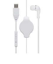 ナカバヤシ 巻き取り式片耳イヤホン USB ホワイト UHP-K01/WH ホワイト UHPK01WH