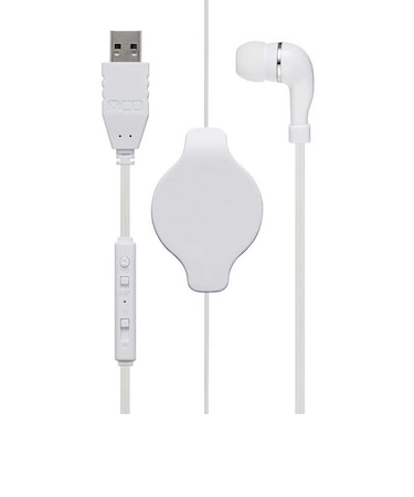 ナカバヤシ　巻き取り式片耳ｲﾔﾎﾝ USB ﾎﾜｲﾄ UHP-K01/WH ﾎﾜｲﾄ UHPK01WH