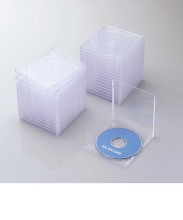 エレコム　Blu-ray DVD CDケース 1枚収納 標準10.4mm 背ラベル収納対応 インデックスカード対応 30枚組 クリア クリア CCDJSCN30CR