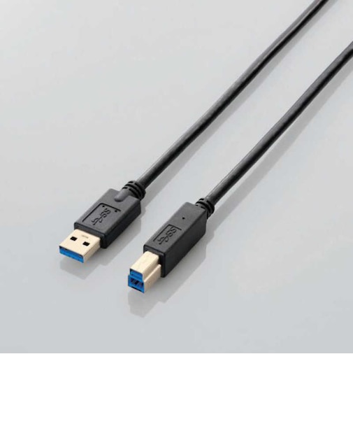 エレコム　USB3.0ケーブル 3m A-B 正規認証品 外付けHDD対応 5Gbps高速転送 金メッキ 3重シールド ブラック ブラック USB3AB30BK