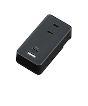 ヤザワ　極小USBタップ2個口PD20W 黒 PD20W対応 Type-Cポート付き ［直挿し / 2個口 / スイッチ無 / 2ポート］ H5FS400PD20BK