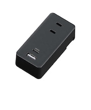 ヤザワ　極小USBタップ2個口PD30W 黒 PD30W対応 Type-Cポート付き ［直挿し / 2個口 / スイッチ無 / 2ポート］ H5FS400PD30BK