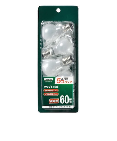 ヤザワ　省エネクリプトンランプ60W形フロスト 長寿命 5個入 P351754FL5P P351754FL5P