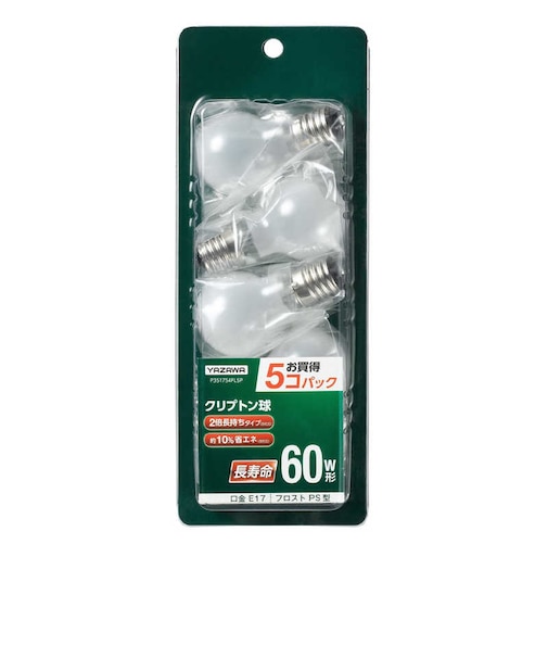 ヤザワ　省エネクリプトンランプ60W形フロスト 長寿命 5個入 P351754FL5P P351754FL5P
