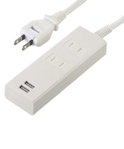 ORIGINALBASIC USB付き電源タップコード有り白2個口1M2ポート #PB OBRT212AW