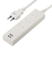 ORIGINALBASIC USB付き電源タップコード有り白3個口2M2ポート #PB OBRT322AW