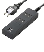 ビックアイデア　USB付き電源タップ2個口1m2ポート ブラック BIMUT212A1K