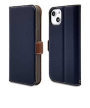 ラスタバナナ iPhone 14 / 13 薄型手帳ケース サイドマグネット ネイビー×ブラウン 7015IP261BO
