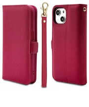 ラスタバナナ iPhone 14 手帳型ケース+ハンドST マゼンダ 7021IP261BO