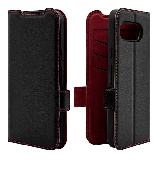ラスタバナナ　Google Pixel 9a 薄型手帳サイドマグネットケース 衝撃吸収 ブラック×レッド 8582P9ABSMBKR
