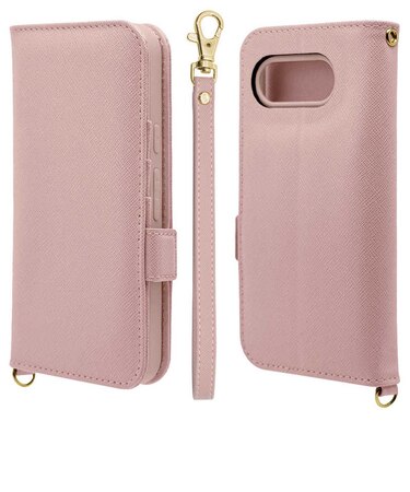 ラスタバナナ　Google Pixel 9a ハンドストラップ付き手帳型ケース ライトピンク 8585P9ABHSLPK
