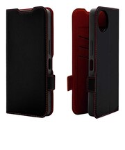 ラスタバナナ AQUOS wish5 薄型手帳サイドマグネットケース 衝撃吸収 ブラック×レッド 8809AW5BSMBKR
