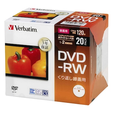 VERBATIMJAPAN　長期3年保証 録画用DVD-RW 20枚ﾊﾟｯｸ(PB) PB# VHW12NP20D1B