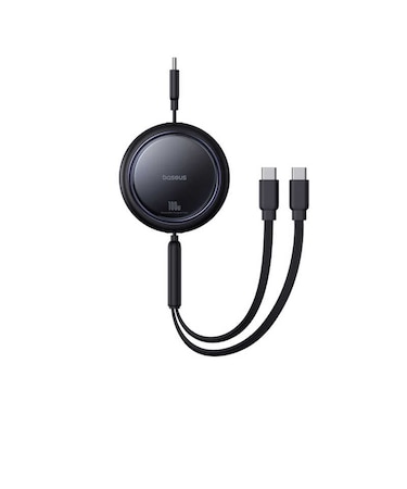 BASEUS　USB-C ⇔ USB-Cｘ2 分岐ケーブル [充電 /リール～1.0m /PD100W] クラスターブラック P1031860211100