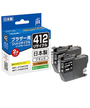 ジット　ブラザー：LC412BK対応 リサイクルインクカートリッジ JIT-B412B2PW