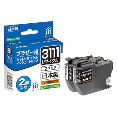 ジット　リサイクルインク カートリッジ ブラザー LC3111BK-2PK(ブラック 2本セット) 対応 JITB3111B2P