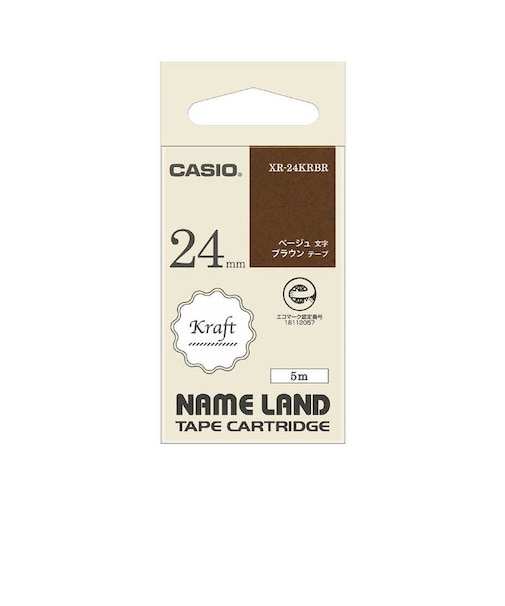 カシオ　ラベルライターNAME LAND用テープ 茶 ［ベージュ文字 24mm幅］ XR24KRBR