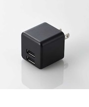 エレコム　AC充電器 スマホ･タブレット用 2.4A出力 USB-Aメス2ポート おまかせ充電搭載 キューブ型 ブラック MPAACU11BK