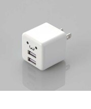 エレコム AC充電器 スマホ・タブレット用 2.4A出力 USB-Aメス2ポート おまかせ充電搭載 キューブ型 ホワイトフェイス MPAACU11WF