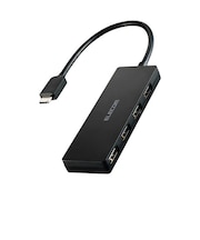 エレコム　USB Type-C ハブ USB2.0 USB-A ×4 バスパワー コンパクト 薄型 ケーブル長15cm ブラック U2HCH040XBK