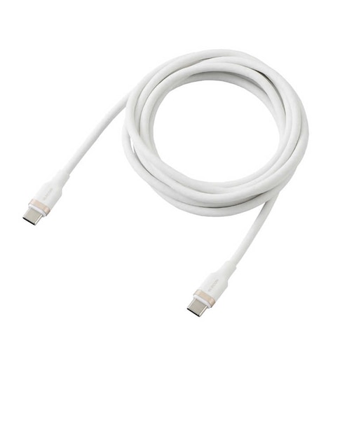 エレコム　USB Type-C ケーブル USB-C to USB-C 2m PD 100W 急速充電 シリコン素材 やわらかく絡みにくい ホワイト MPACC5PSSA20WH