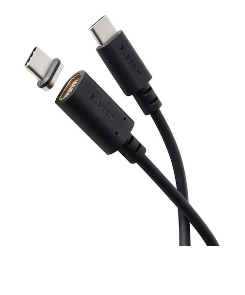 エレコム　マグネット 充電ケーブル USB-C 60W PD対応 着脱式コネクタ ブレーカー内蔵 2m ブラック MPACCMA20BK