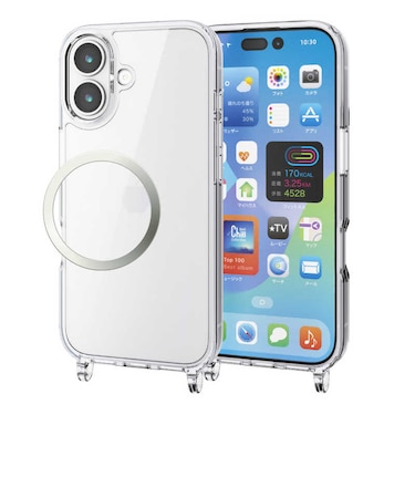 エレコム　iPhone 17ケース ハイブリッドケース ストラップ クリア PMCA25AHVCKSHCR