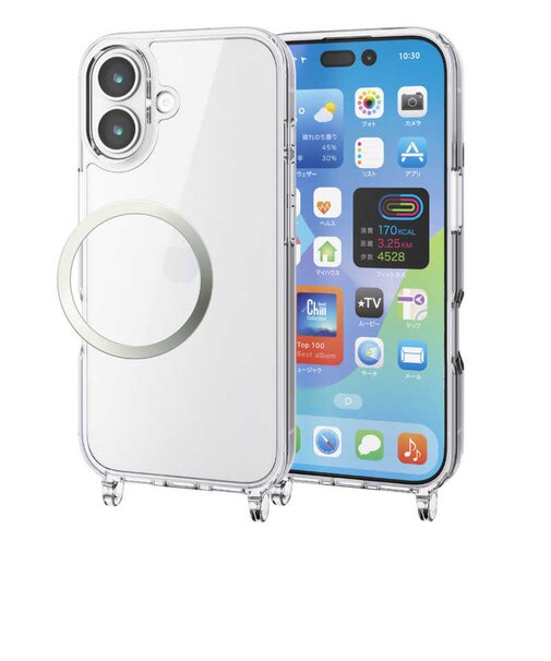 エレコム　iPhone 17ケース ハイブリッドケース ストラップ クリア PMCA25AHVCKSHCR
