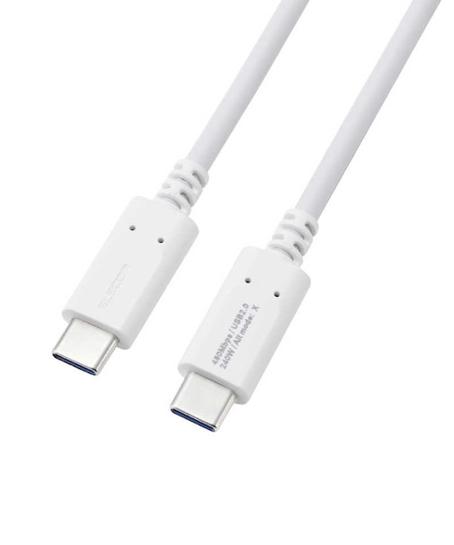 エレコム　240W PD EPR USB Type-C ケーブル 1.5m eMarker 480Mbps ホワイト MPACCPE15WH