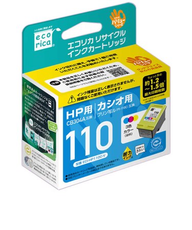 エコリカ　｢互換｣｢HP･CB304AA対応｣ リサイクルインクカートリッジ (カラー) ECIHP110CV