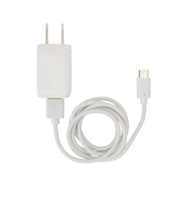 クオリティトラストジャパン　2.4A USB2ポートスリムACアダプタ USBType-Cケーブル付 ホワイト QTC024WH