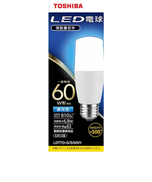 東芝　LED電球(T形)60W形相当 昼光色 口金E26 LDT7DGS60V1
