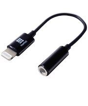 HASHTAG　イヤホン端子 変換アダプター 3.5mmジャック - Lightningケーブル（12cm）ブラック HTAAOLH1BK