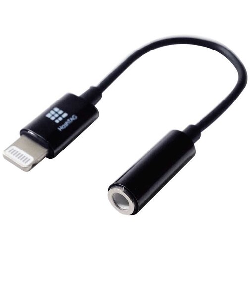 HASHTAG　イヤホン端子 変換アダプター 3.5mmジャック - Lightningケーブル（12cm）ブラック HTAAOLH1BK