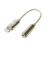 HASHTAG　イヤホン端子 変換アダプター 3.5mmジャック - Lightningケーブル（12cm）ゴールド HTAAOLH1GD