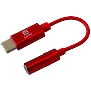 HASHTAG　イヤホン端子 変換アダプター 3.5mmジャック - USB TypeC端子（12cm）レッド HTAAOCH2RD