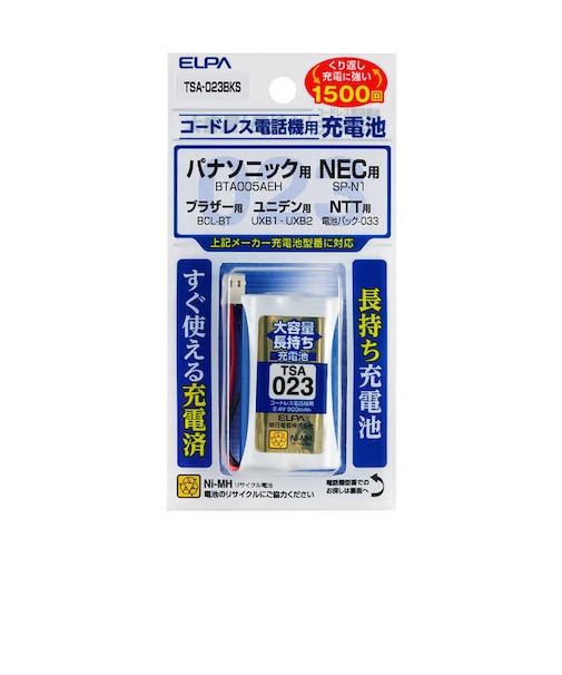 ELPA　コードレス子機用充電池(大容量タイプ) TSA023BKS