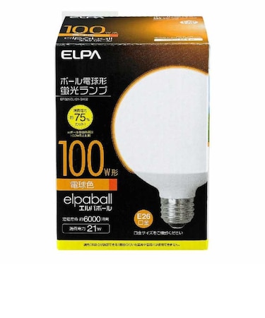 ELPA　電球形蛍光灯 G形 100W形 EFG25EL21G102