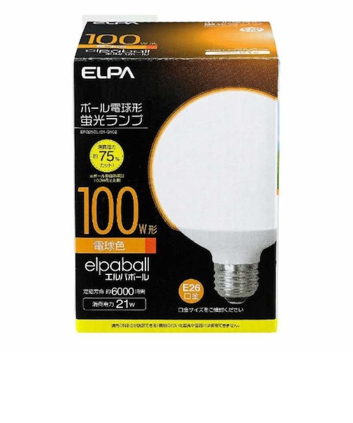 ELPA　電球形蛍光灯 G形 100W形 EFG25EL21G102