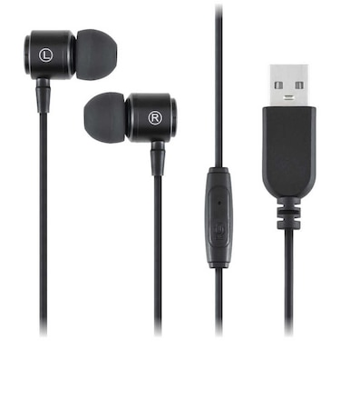 ナカバヤシ　ヘッドセット (Chrome/Mac/Windows11対応) ［USB / 両耳 / イヤホンタイプ］ UHP08BK
