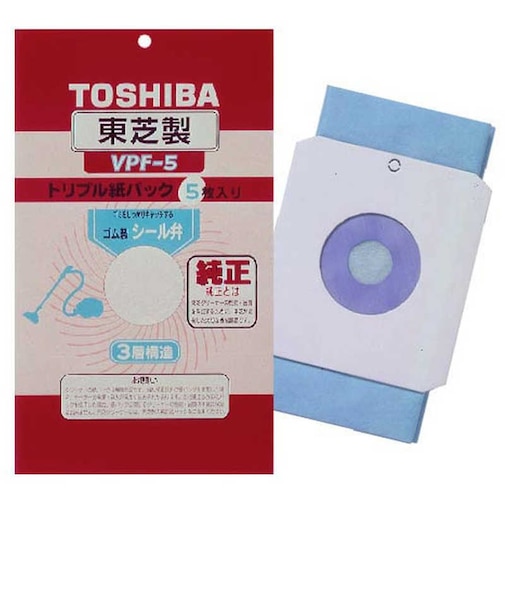 東芝　掃除機用紙パック (5枚入) シール弁付トリプル紙パック VPF5