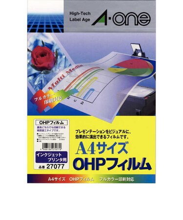 エーワン　インクジェットプリンタ用 OHPフィルム(A4･10シート) 27077