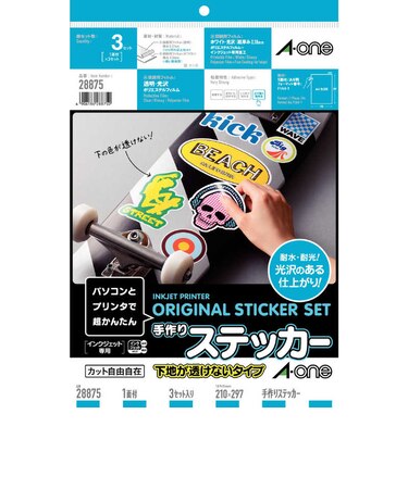 エーワン　手作りステッカー(A4判/ノーカット)3シート 28875